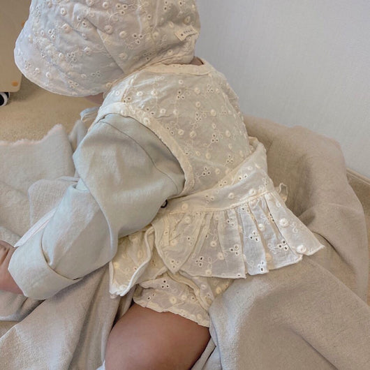 Conjunto de Tres Piezas Infantil con Chaleco Bordado, Shorts y Gorro - Image 17