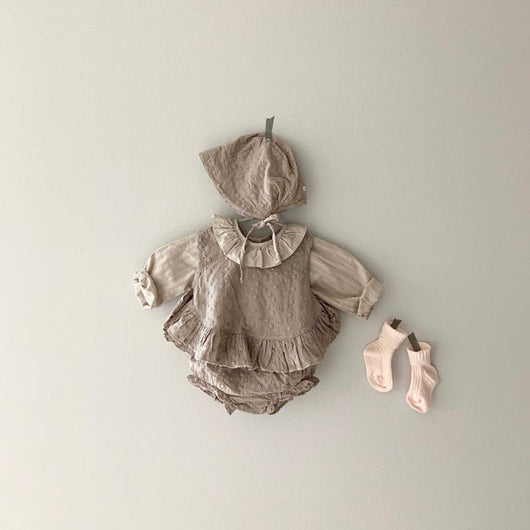 Conjunto de Tres Piezas Infantil con Chaleco Bordado, Shorts y Gorro - Image 15