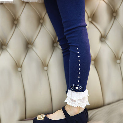 Leggings con Lazo y Volantes de Encaje