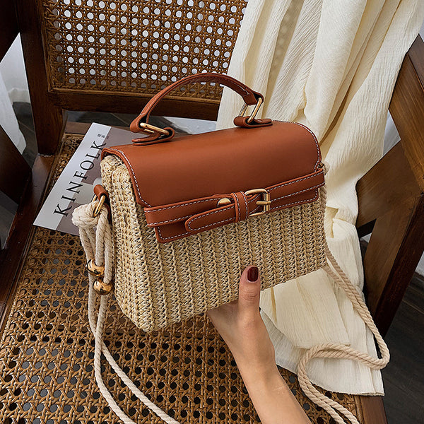 Bolso de Hombro Tejido de Paja para Mujer - Estilo Bohemio