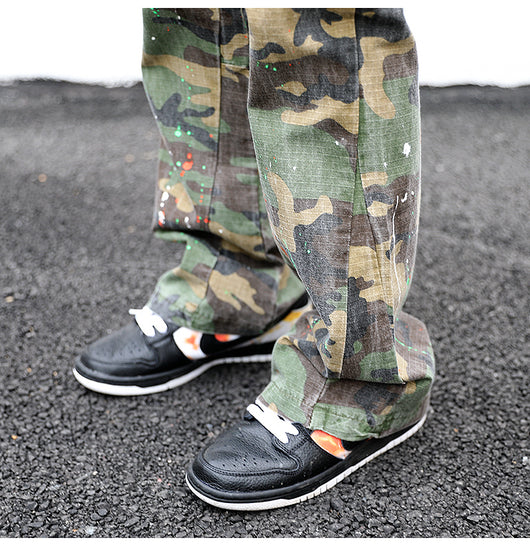 Pantalones Cargo Vintage con Estampado Salpicado - Image 4