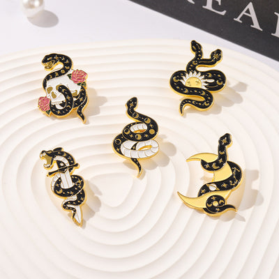 Broche Serpiente Adorable en Aleación con Efecto Goteo para Parejas