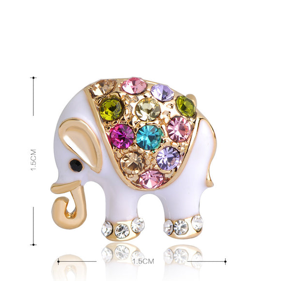 Broche Elefante con Cristales de Colores