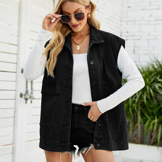 Chaleco Denim sin Mangas Mujer - Tendencia Europea Americana Verano
