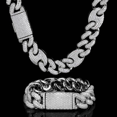 Cadena Cubana Pig Nose Hip Hop 20mm - Collar y Pulsera 3 en 1 - Image 13