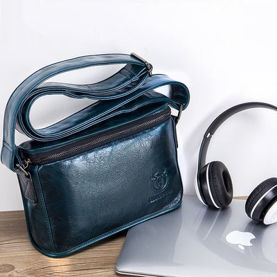 Bolso Bandolera Cuero Hombre Pequeño Cuadrado Horizontal - Image 6