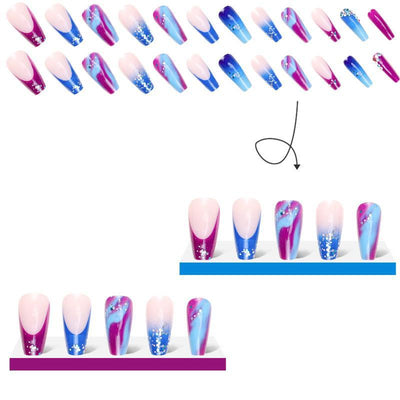 Adhesivos de Uñas Degradado Azul Púrpura - Estilo Francés Premium - Image 9