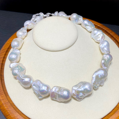 Collar de Perlas Barrocas Naturales Grandes de Agua Dulce para Mujer