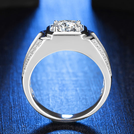 Anillo de Hombre con Moissanita de 1 Quilate y Cuatro Puntas