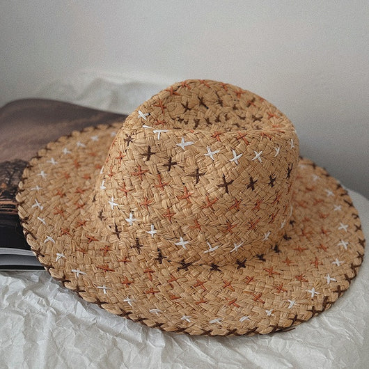 Sombrero Vaquero Retro de Paja con Estilo Occidental Auténtico
