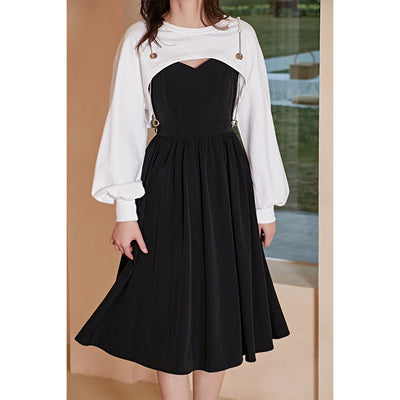 Vestido Midi de Dos Piezas con Cadena de Perlas - Image 3