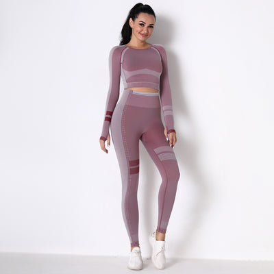 Conjunto de Yoga Tejido Transpirable sin Costuras Manga Larga - Image 7