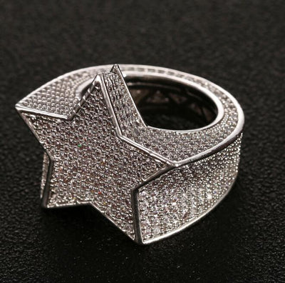 Anillo Estrella de Cinco Puntas con Diamantes Hip-hop para Hombre - Image 10