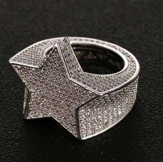 Anillo Estrella de Cinco Puntas con Diamantes Hip-hop para Hombre - Image 10