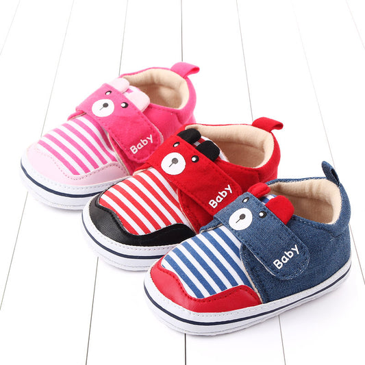 Zapatos Infantiles de Rayas con Caricaturas y Cierre Velcro