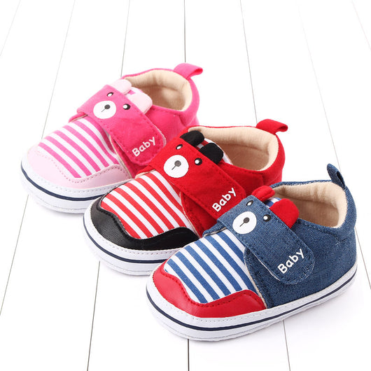 Zapatos Infantiles de Rayas con Caricaturas y Cierre Velcro