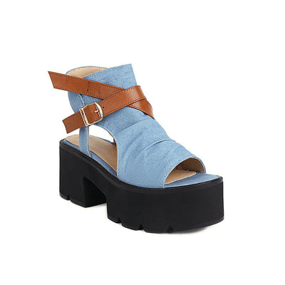Sandalias de Denim para Mujer con Tira de Anillo y Punta Abierta - Image 6