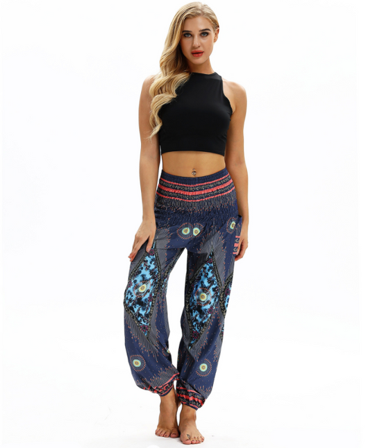 Pantalones Harem Estampados Digitales con Cintura Elástica Suelta - Image 3