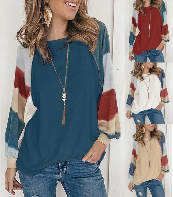 Blusa Manga Globo Cuello Redondo con Estampado Acuarela