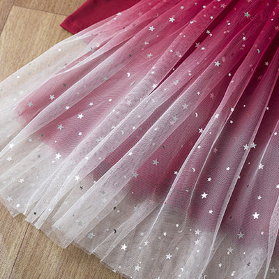 Vestido Princesa Manga Larga con Malla Degradado Cielo Estrellado - Image 13