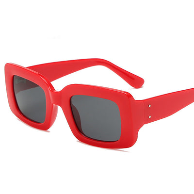 White square-frame sunglasses with dark gray lenses, featuring a chunky and fashionable design. - Image 11