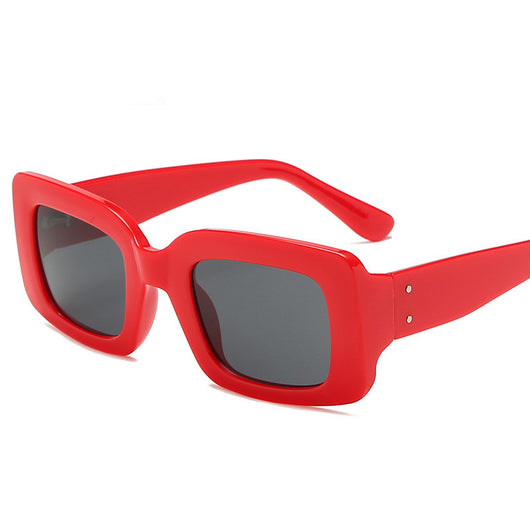 White square-frame sunglasses with dark gray lenses, featuring a chunky and fashionable design. - Image 11