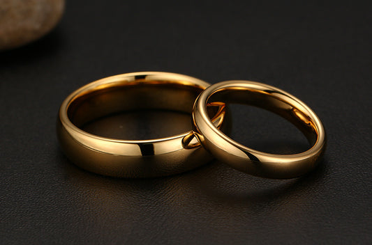 Anillos de Matrimonio Tungsteno Carburo Vintage para Parejas - Diseño Chapado en Oro