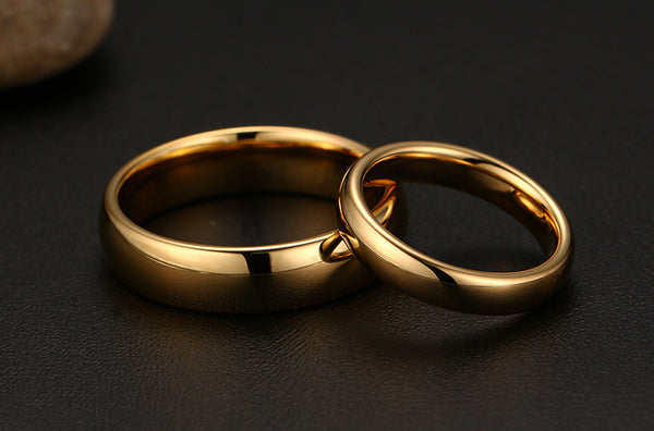 Anillos de Matrimonio Tungsteno Carburo Vintage para Parejas - Diseño Chapado en Oro