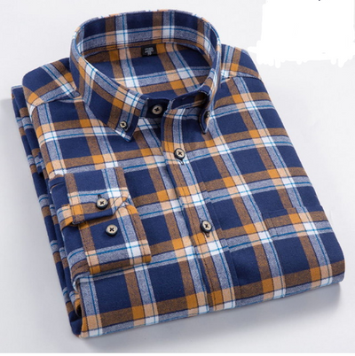 Camisa de Algodón a Cuadros para Hombre Talla Grande - Manga Larga Clásica - Image 15