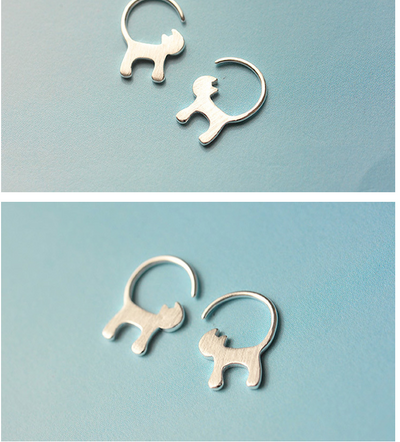 Aretes de Plata Esterlina 925 Gato con Estrella - Diseño Femenino Elegante - Image 3