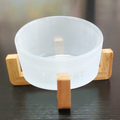 Comedero Inclinado de Cristal para Gatos