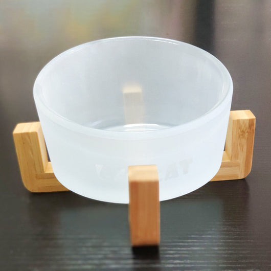 Comedero Inclinado de Cristal para Gatos