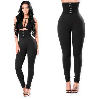 Leggings Deportivos Negros Cintura Alta con Diseño Corset Ajustado - Image 4