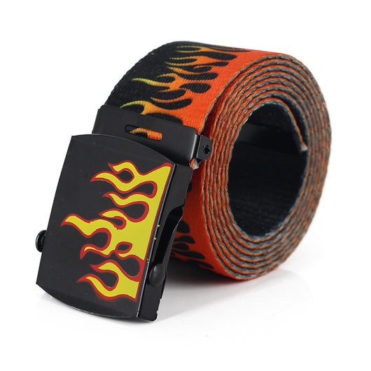 Cinturón de Lona con Estampado de Llamas