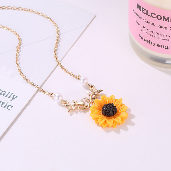 Collar Girasol Perla - Colgante Fashion Temperamento para Suéter