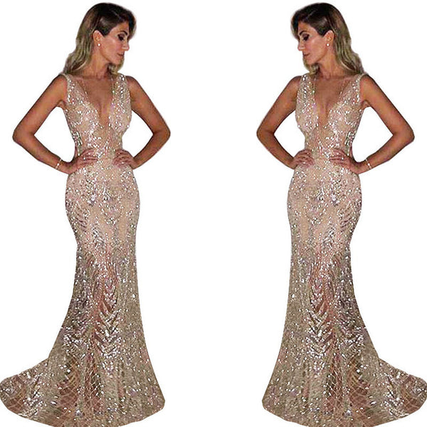 Vestido Sin Mangas con Escote en V y Encaje