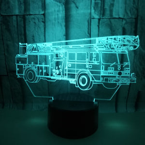 Lámpara 3D Camión de Bomberos con Luz Táctil Multicolor