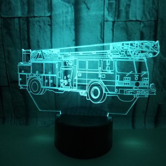 Lámpara 3D Camión de Bomberos con Luz Táctil Multicolor