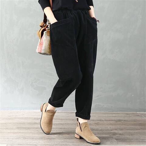 Pantalón Recto de Pana Cintura Alta para Mujer - Corte Holgado y Cómodo