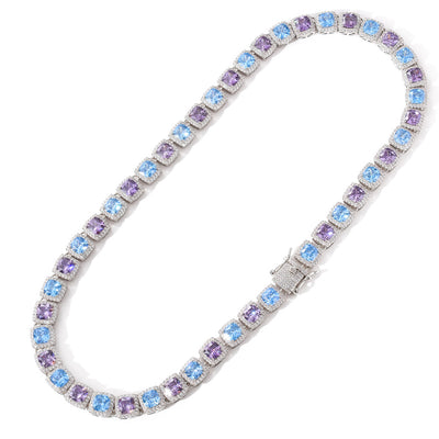 Collar de Circón Azul Púrpura 10mm - Elegancia Geométrica - Image 2