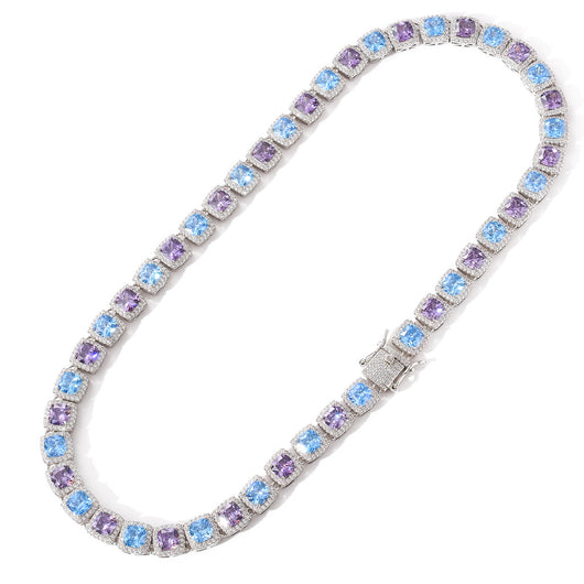 Collar de Circón Azul Púrpura 10mm - Elegancia Geométrica - Image 2