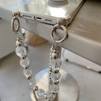 Funda para Teléfono con Cadena de Diamantes Plateados Electrochapados - Image 3