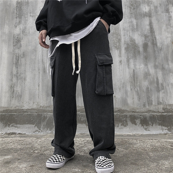 Pantalones de Buzo Tejidos Holgados con Bolsillos Grandes para Hombre