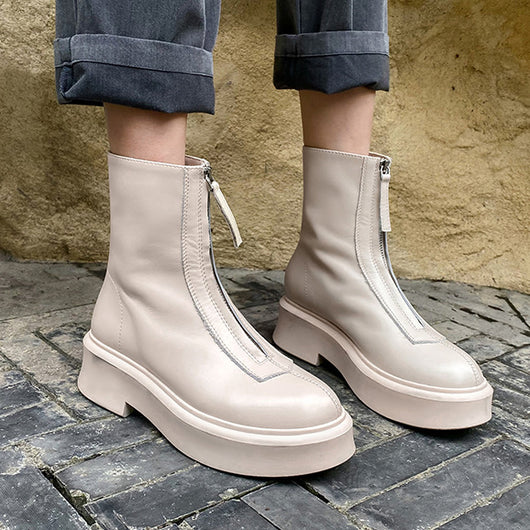 Botas Motociclista de Cuero con Cierre Frontal - Estilo Versátil - Image 12