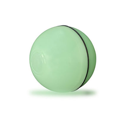 Light green spherical cat toy with a black band, designed for rolling and interactive play. - Image 3