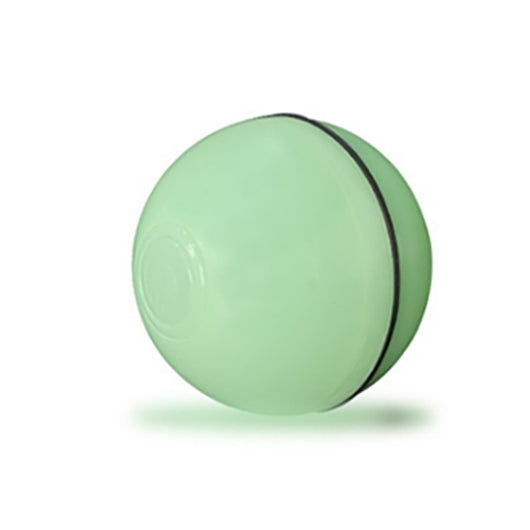 Light green spherical cat toy with a black band, designed for rolling and interactive play. - Image 3
