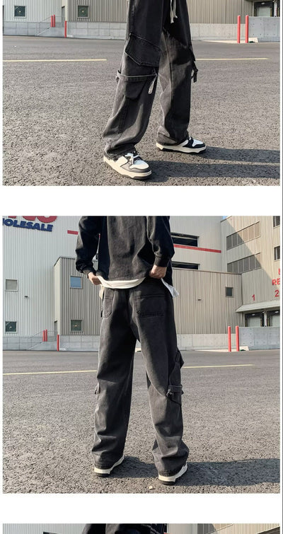 Pantalones Casuales Holgados Multibolsillos Lavado Industrial - Image 14
