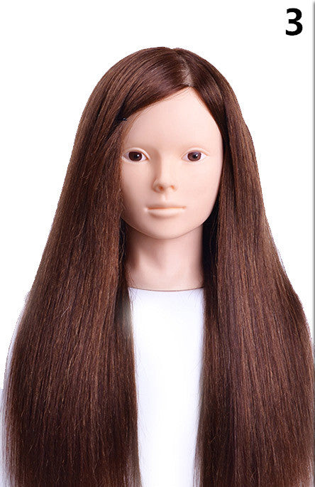 Cabeza de Práctica para Peluquería con Cabello Natural - Image 5