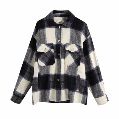 Chaqueta Camisa Cuadros para Mujer - Casual y Versátil - Image 14