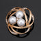 Rhinestone Pearl Brooch Pin 1 Gold Style
